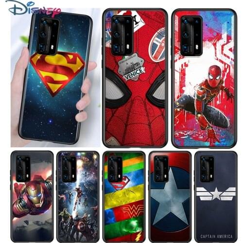 Avenger Marvel Superhero Silicone Cover For Huawei P40 P30 P20 Pro P10 P9 P8 Lite E Plus 2019 2017 5G Black Phone Case