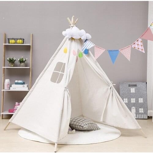 10 Types Tipi Baby Tent Child Teepee Toys For Girls Wigwam Cotton Canvas Teepee Children Tipi Play House Large Kids Tent 1.35M