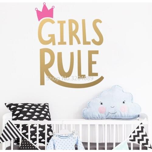 Girl Rule Wall Sticker Home Decoration For Kilds Baby Girls Room Decals Nursery Removable Art Murals Cute Simple Wallpaper JW354