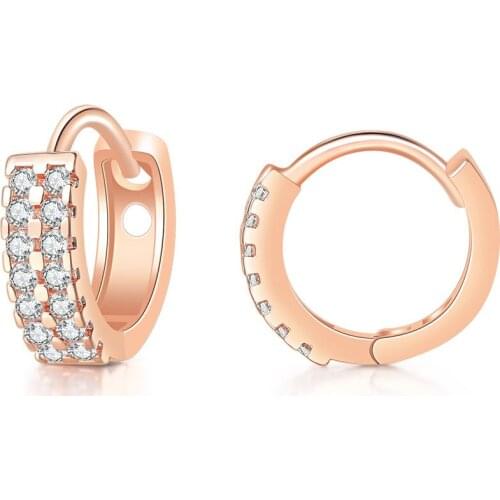 Double Row Set Zircon Hoop Earrings For Women & Men Iced Out Gold Color Hip Hop Daily Fashion Jewelry Ear Accessories KBE421