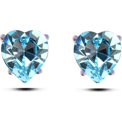 E164 Luxury Austrian Crystal Heart Earrings Silver Color Fashion Earrings Women Jewelry 2017 New Arrival Stud Earrings