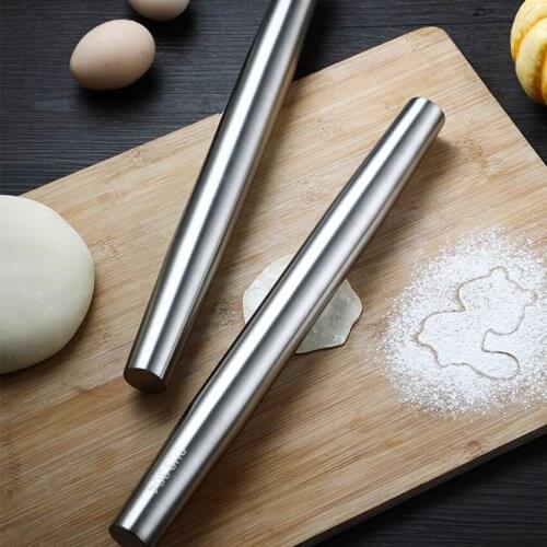 French Rolling Pin for Baking, 32cm Long Stainless Steel Baking Roller for Fondant, Pie, Cookie, Pastry, Pasta, Pizza Dough