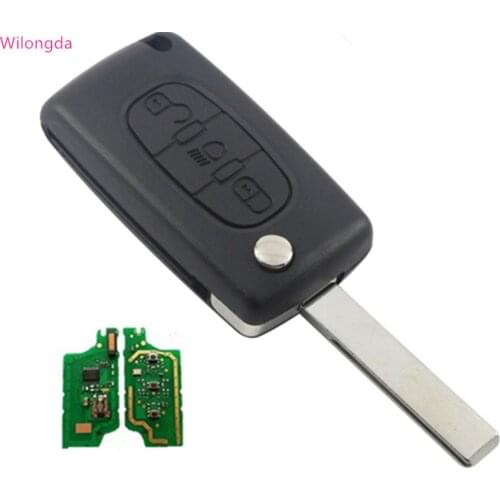 Wilongda Car key 433mhz 3 Button Flip Remote Key id46 pcf7936 chip 0536 model HU83 blade for Peugeot key
