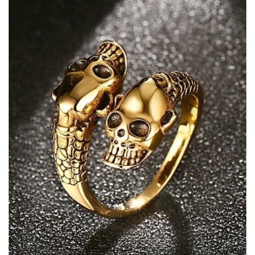2021 Euro-American Stainless Steel Skull Ring Retro Opening Adjustable Skeleton Casting Ring For Woman Man Fashion Jewelry