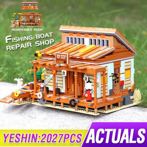 City Street View Architecture The Shipyard Repair Shop Constructor Model Building Blocks Bricks Toys Kids Christmas Gift