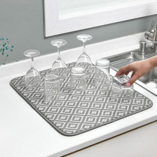 41*49CM Dish Drying Mat For Kitchen Sink Drainer Microfiber Cushion Pad Tableware Tea Towel Absorbent Hotel Bar Placemat