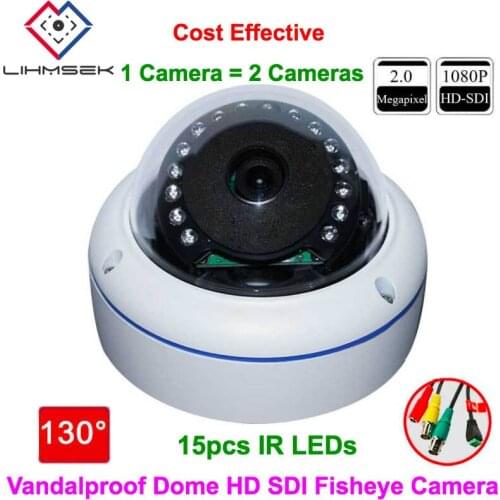 Lihmsek Free Shipping!! Popular 2.0 Megapixel SDI 130 Degree Fish Eye Camera with 15pcs IR LEDs Night Vision Fisheye Camera