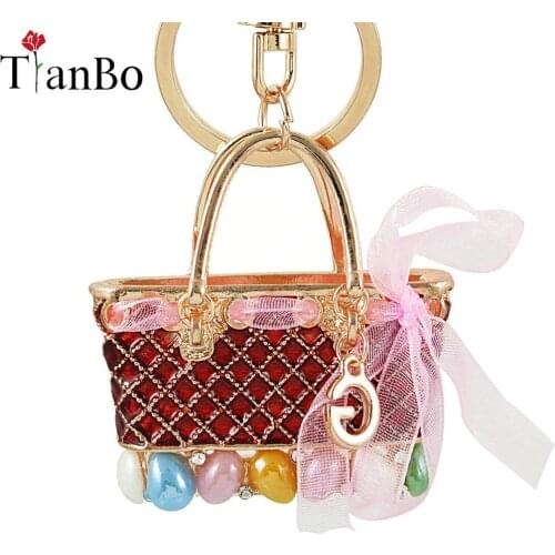 Miss Lady Creative boutique alloy Ribbon bag shape Keychain creative modeling key Pendant Ornaments Key Chain keyrings