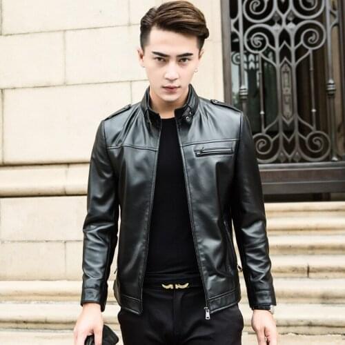 Mens Genuine Leather Jacket Spring Autumn Real Sheepskin Coat Motorcycle Biker Jacket Leather Coats 2020 1YW1503 KJ3920