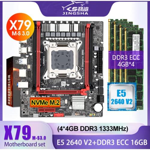 X79 chipset motherboard Set with 4Pcs x 4GB= 16GB 1333 DDR3 ECC REG Memory and Xeon E5 2640 V2 Processor SATA3 M-ATX M.2 SSD