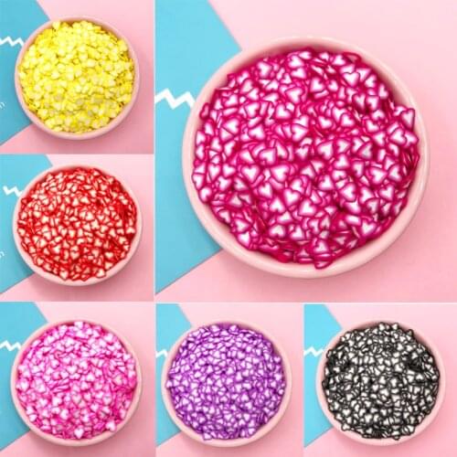 100g/lot Hot Polymer Clay Sprinkles for Crafts Filler Accessories 6mm Heart Shape Slices DIY Nail Arts Decoration Scrapbooking