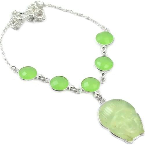 NiaoZaiFei YunZaiKan Prehnite Necklace 925 Sterling Silver, 42.5 cm, MHBNE0104
