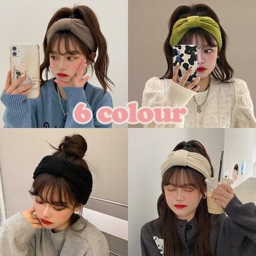 New Autumn Winter Woolen Elastic Headband Fashion Knitted Wash Face Turban For Women Girls Simple Solid Color Hair Accessories