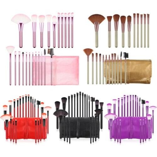 New 22Pcs/Set Wooden Handle Makeup Brushes with Bag Eyelash/Eyeshadow/Foundation/Lip/Blush/Stippling Brush Cosmetics Beauty Tool