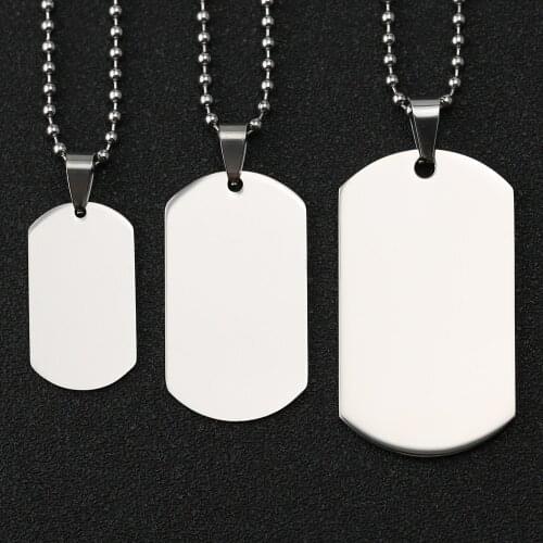 Dog Tag Necklace DogTag Military Army Nameplate Engraved ID Blank Silver Color New Pendant Stainless Steel Jewelry Men Wholesale