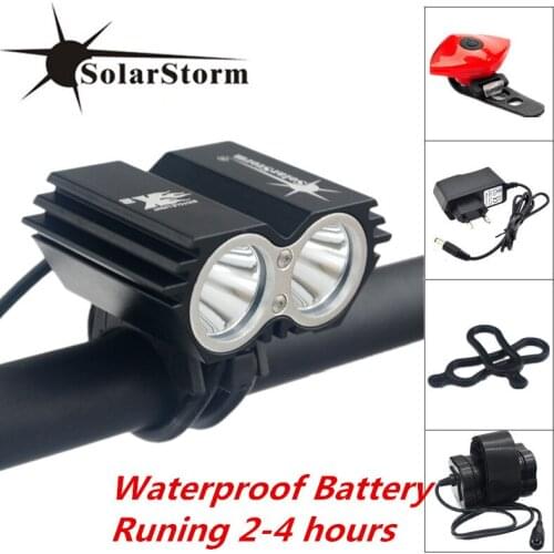 Solarstorm 2*CREE XM-L T6 LED Bike Front Bicycle Light Cycling Lamps For Cycling,Camping,Hiking + Battery Pack + Charger