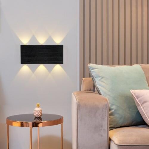 LED 6W 12W Brushed Black Aluminum Interior Wall Lamp Living Room Study Corridor Modern Minimalist Decoration Up Down Glow LP17
