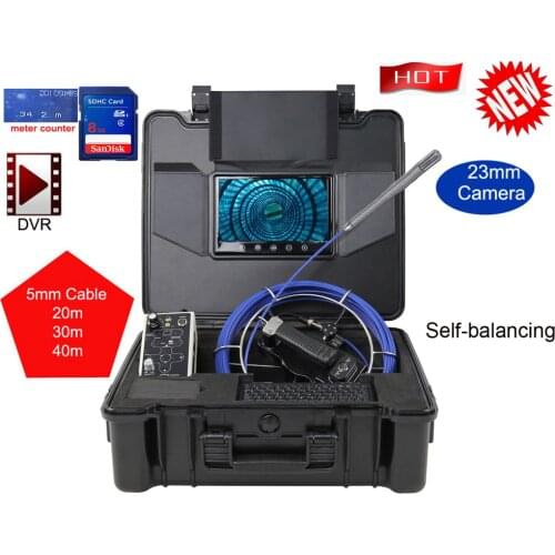 23mm Self Leveing New Pipe Inspection Video Camera,Drain Sewer Pipeline Industrial Endoscope with Meter Counter DVR Record