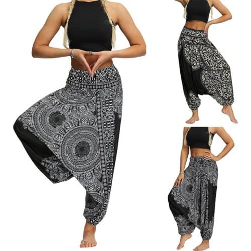 Womens Pants Casual Loose Yoga Trousers Baggy Vintage Boho Aladdin Joggers Wide Pants Modis Streetwear Брюки женские 2021