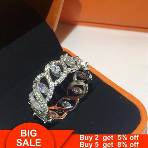 Unique 925 Sterling silver Ring AAAAA Cubic Zirconia Engagement Wedding Band Rings for women Bridal Party Jewelry