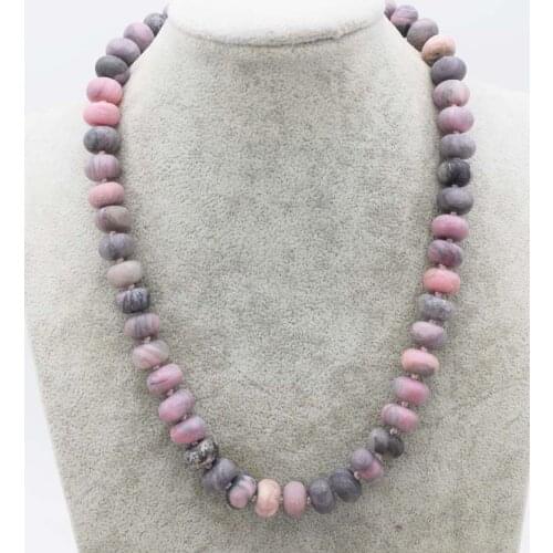 Pink Rhodonite blurry roundel 12*6mm necklace 18inch wholesale beads nature FPPJ woman 2019 amazing