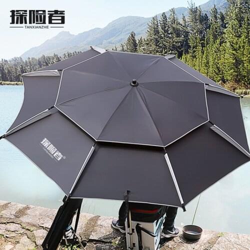 Fishing umbrella large thickened universal fish umbrella double layer anti storm rain anti ultraviolet sunshade folding umbrella