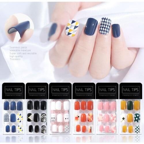 1Box Detachable Full Cover False Nail Tips Sticker Reusable Nails Decoration Tools