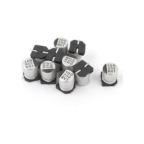 10pcs 100uF 25V SMD Aluminum Electrolytic Capacitors 6mm x 8mm