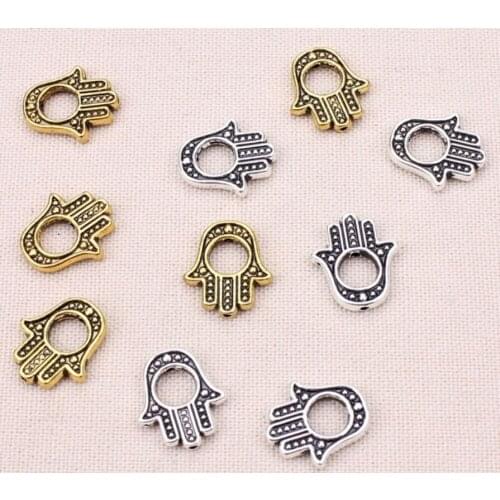 10pcs/lot metal square frame in middle antique zinc alloy connector hamsa hand beads DIY Making jewelry accessories 13*15mm