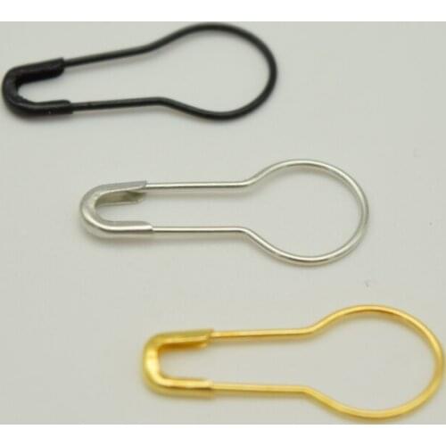 1000 pcs three color black gold silver Pear Shaped Black Iron metal safety pins IRON safety pins length (20mm)