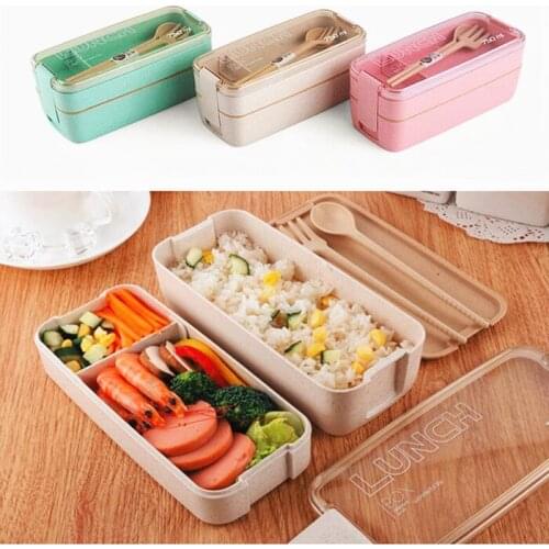 750ml Healthy Material 2 Layer Lunch Box Wheat Straw Bento Boxes Microwave Dinnerware Food Storage Container Lunchbox