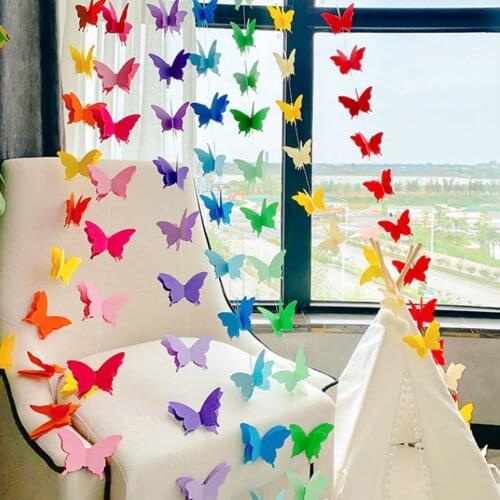 20 pcs/set Butterfly Paper Banner Decorative Paper Garland Gradual Colorful Baby Shower Birthday Party Wedding Decor