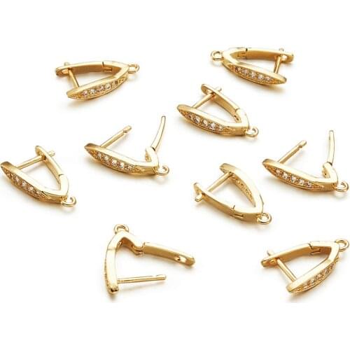 20pc Brass Micro Pave Cubic Zirconia Hoop Earrings Findings Clear Golden For DIY Jewelry Making Earrings Handicrafts Supplies