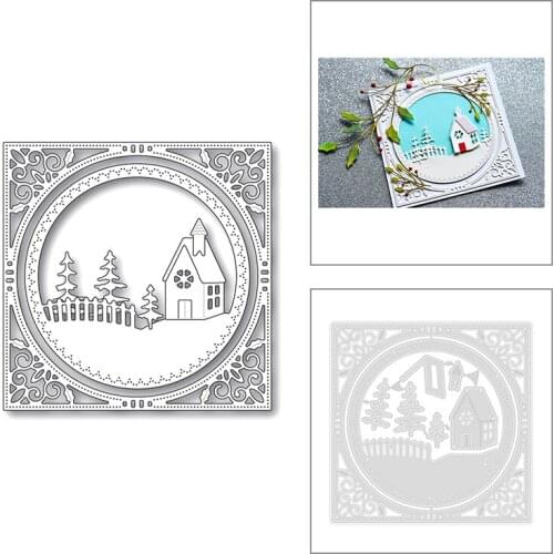 2020 New Christmas Metal Cutting Dies For DIY Cut Paper Craft Making Square Background House Card Album Scrapbooking No Stamps
