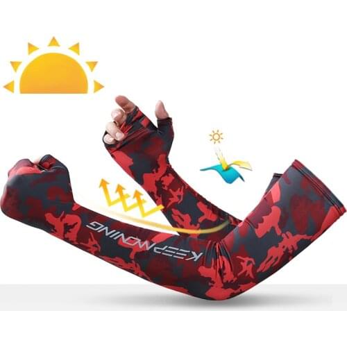 2021 Unisex Summer Outdoor Sunscreen Ice Silk Sleeves Riding Breathable Quick-Drying Reflective Long Ice Sleeves