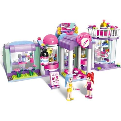 487PCS Enlightenment 2006 Urban Street View Town Modeling Center Assembly Model Girl Building Block Toy Gift