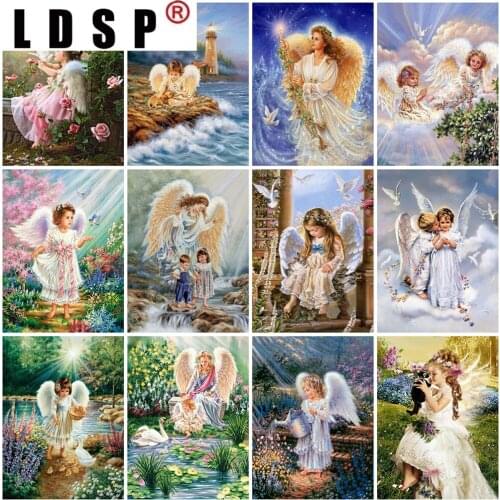LDSP 5D DIY Diamond Painting Angel Stitch Full Square Diamond Embroidery Cross Girl Rhinestone Mosaic Gift Art Wall Home Decor