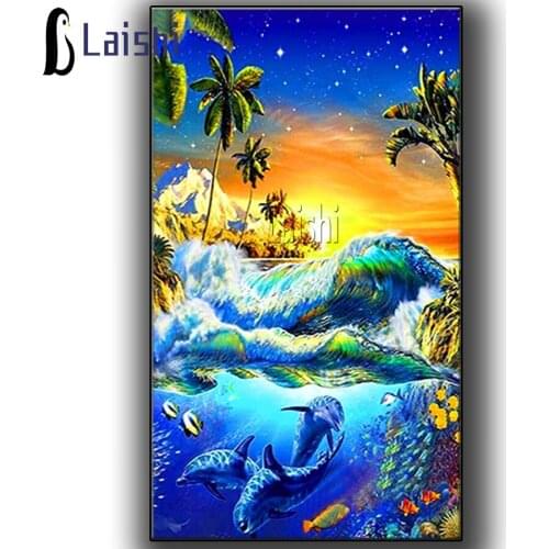 Diamond Painting sunset Underwater Dolphins Full Drill Embroidery Cross Stitch Mosaic rhinestone Diamond Art puzzle Christmas