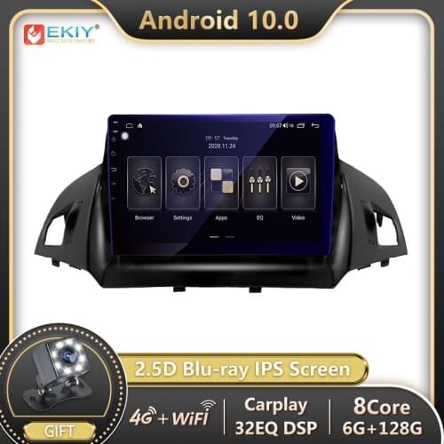 EKIY 4G LTE IPS DSP Android 10 6G+128G Autoradio For Ford Kuga 2013-2017 Car Radio Multimedia Video Player No 2Din DVD Head Unit