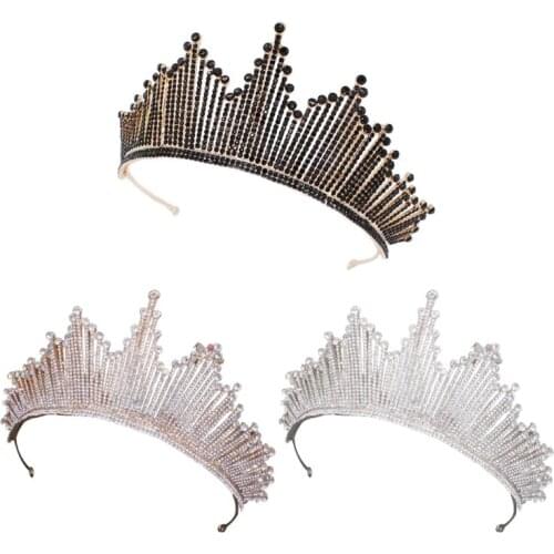 Baroque Crown Tiaras Queen Vintage Crystal Rhinestone Bridal for Women Bride Headbands Wedding Hair Jewelry