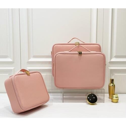 Large Capacity Cosmetic Bag Professional PU Leather Waterproof Women Travel Tattoo Beauty Makeup Case