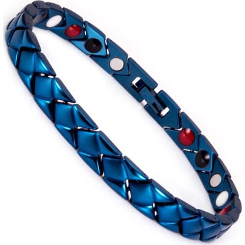 Arrow Stainless Steel Bracelet Women 6 Colors Blue Chain Link Magnetic Bracelet Benefits Germanium Health Energy Bracelet Femme