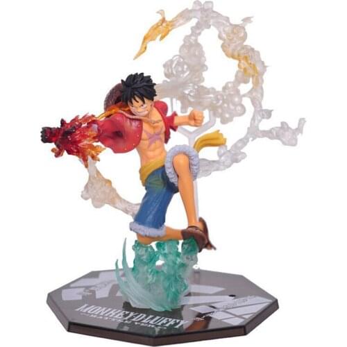 One Piece Hand Hand Straw Hat Pirates Group Fire Fighting Road Flying Car Decoration Luffy Fighting Edition Dolls Beautifully