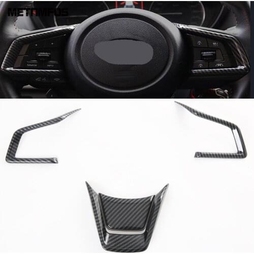 For Subaru Outback 2020 2021 2022 Carbon Fiber Steering Wheel Cover Trim Decoration Frame Interior Accessories Car Styling