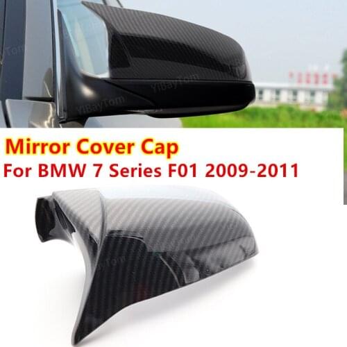 Carbon fiber black Mirror Covers Rearview Cap Shell For BMW 7 Series F01 2009-2011