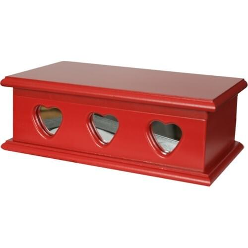 Bahattedarik Wood Bamboo Red Heart Mirrored Jewelry Jewelry Makeup Box