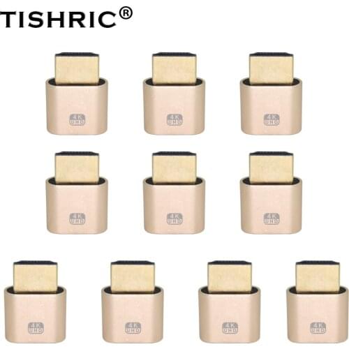 TISHRIC HDMI-compatible Monitor Emulator HDMI-compatible Dummy Plug DDC EDID 4K Virtual Display Adapter For BTC Mining Miner