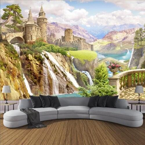 Custom Wall Mural Wall Cloth Home Decor Garden Castle Scenery For Living Room Bedroom Murals Photo Wallpaper Papel De Parede 3D