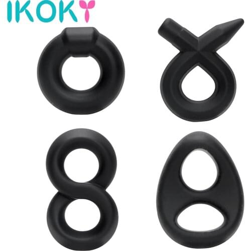 IKOKY 4 Types Soft Flexible Silicone Penis Ring Sex Toys For Men Male Adult Products Delay Ejaculation Cock Ring Masturbation