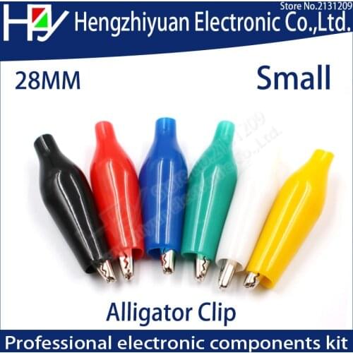 Hzy 28MM Insulation Metal Alligator Clip Electric Test Lead colorful Red Black Blue Green White Yellow small crocodile clip